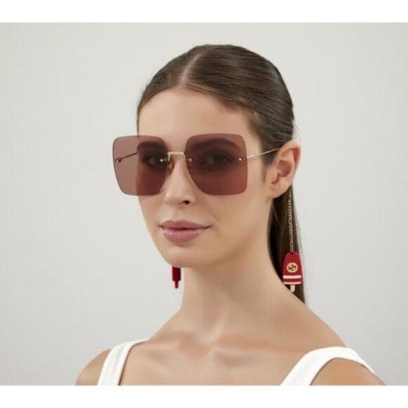 NEW GUCCI SUNGLASSES GG1147S 005 GOLD/PINK WOMEN EYEWEAR GUCCI PLUS EARRINGS main image 12
